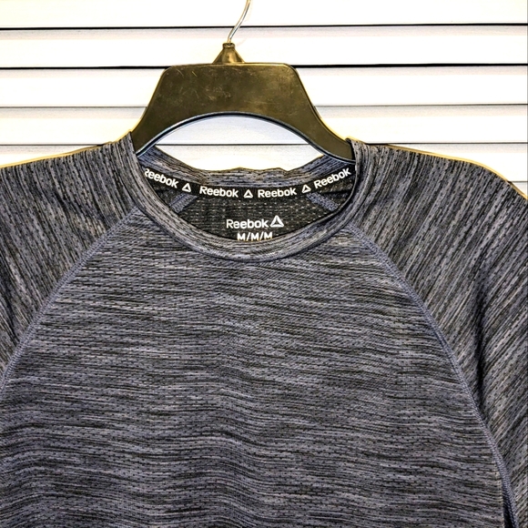 Reebok Space Dye T Shirt Mens Medium Black Gray Short Sleeve Activewear Workout - Picture 4 of 10